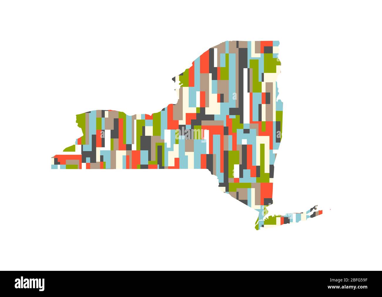 New York State Abstract rectangular color pattern Map. Vector Design ...