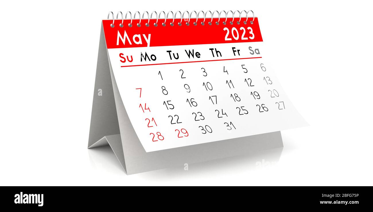 May 2023 table calendar 3D illustration Stock Photo Alamy
