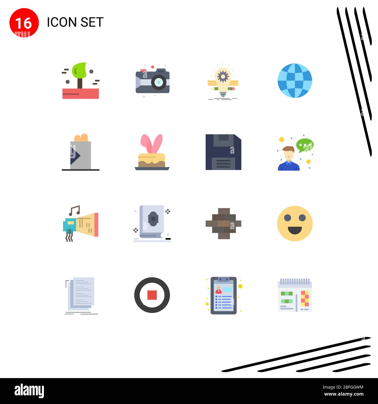 Stock Vector Icon Pack of 16 Line Signs and Symbols for geography