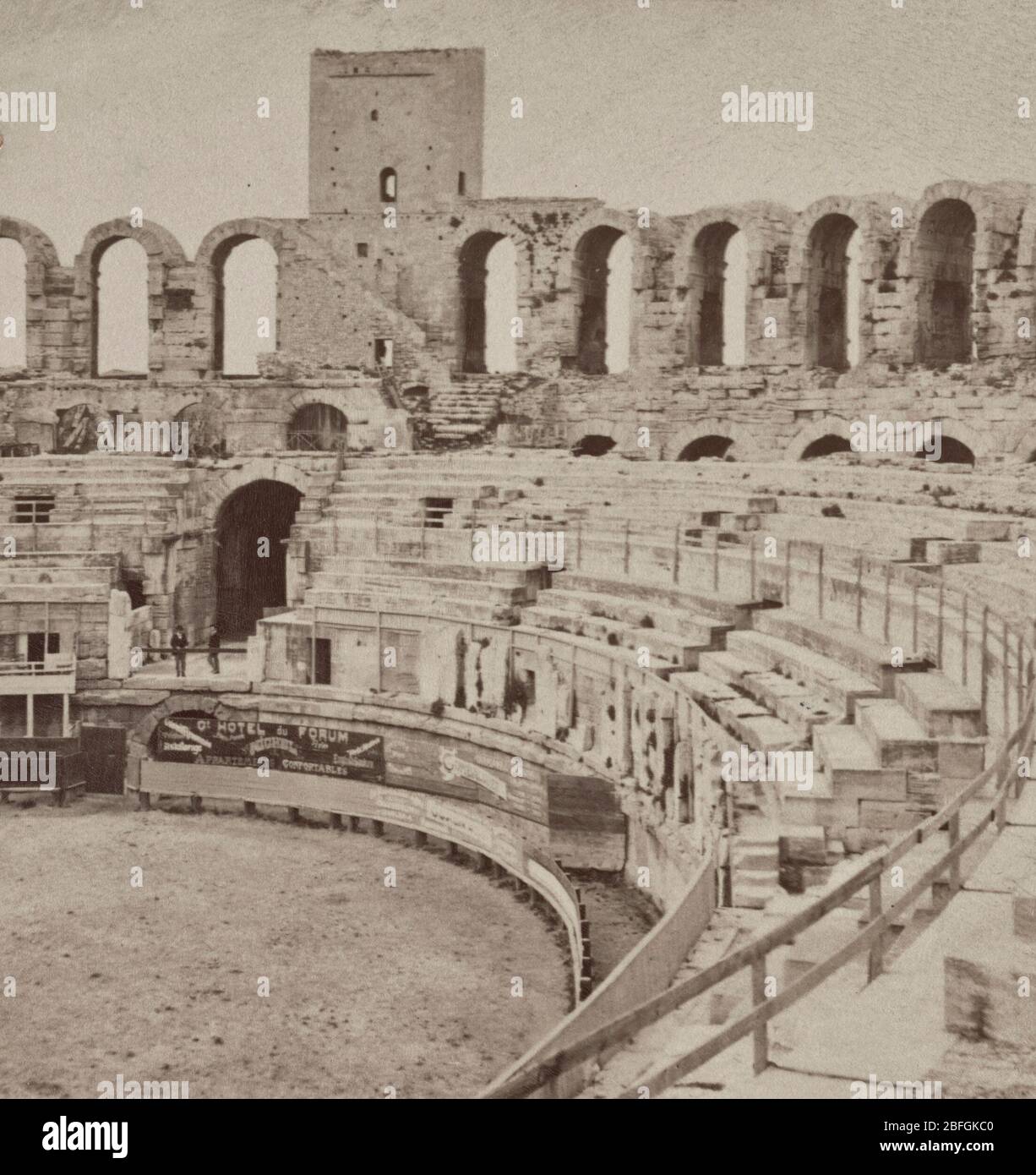 Interior of the old Roman arena, Arles, France, circa 1903 Stock Photo