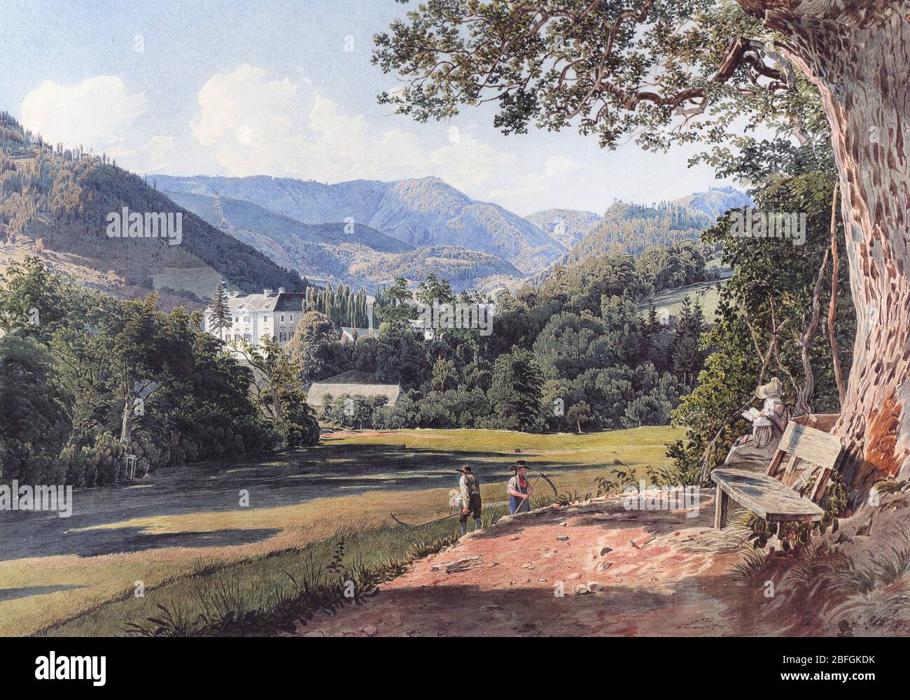 View of Stiebar Castle near Gresten in Lower Austria - Jakob Alt, circa 1834 Stock Photo