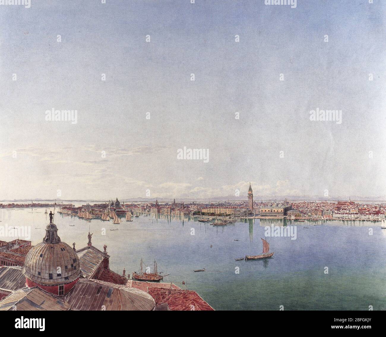 Panoramic view of Venice - Jakob Alt, circa 1835 Stock Photo