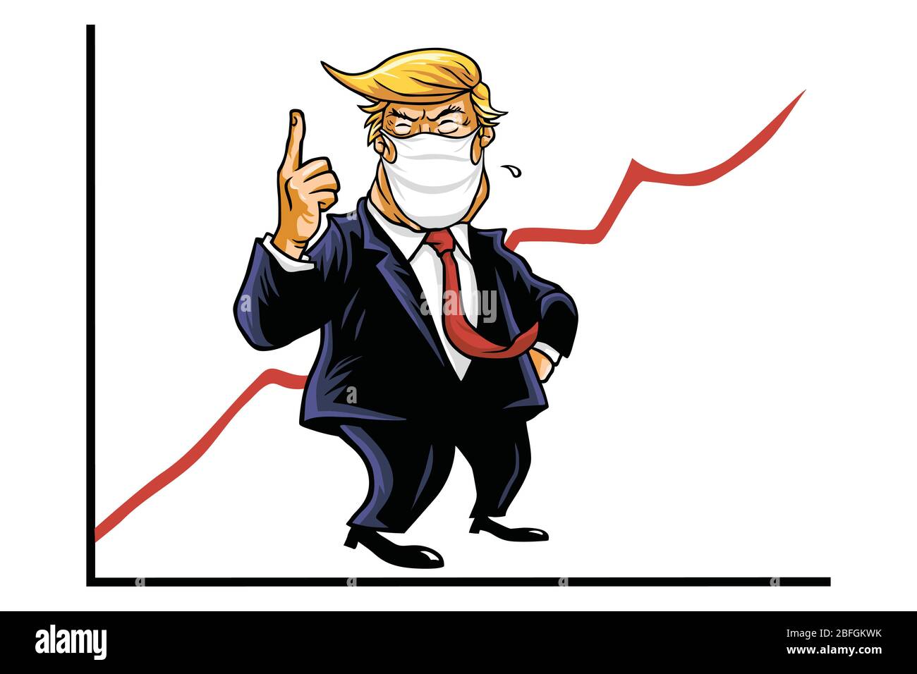 Donald Trump Presidential Approval Ratings Amid Corona Virus Coronavirus Covid-19 Crisis. Trump Campaign Cartoon Vector Editorial Illustration Stock Vector
