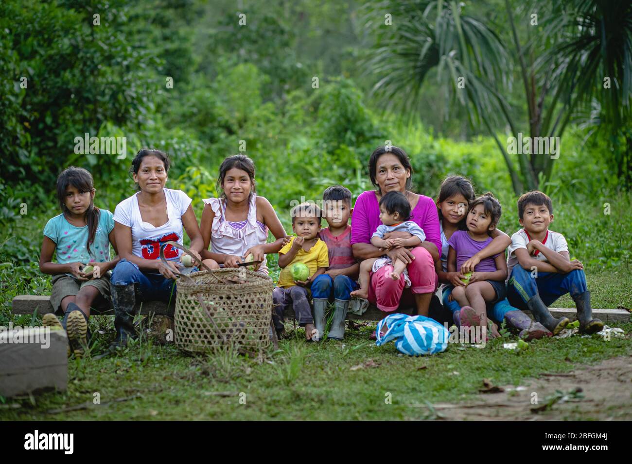 Shuar Indigenous Community in the Amazon, Ecuador Stock Photo