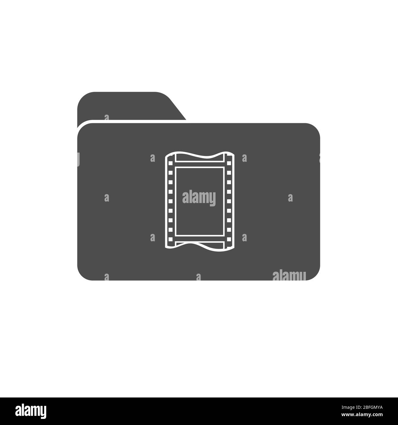 Vector icon of a folder with a movie or photo film. Symbol for storing ...