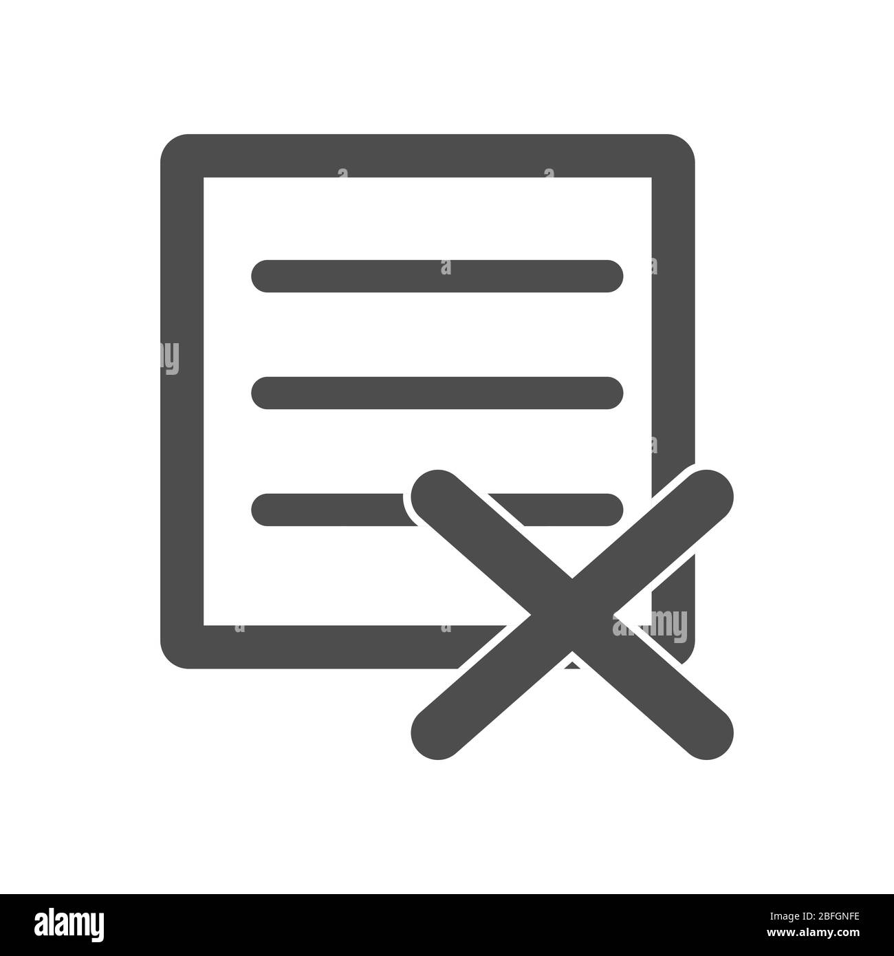 Rejected document, vector icon for websites and apps. Stock illustration isolated on a white background. Simple design Stock Vector