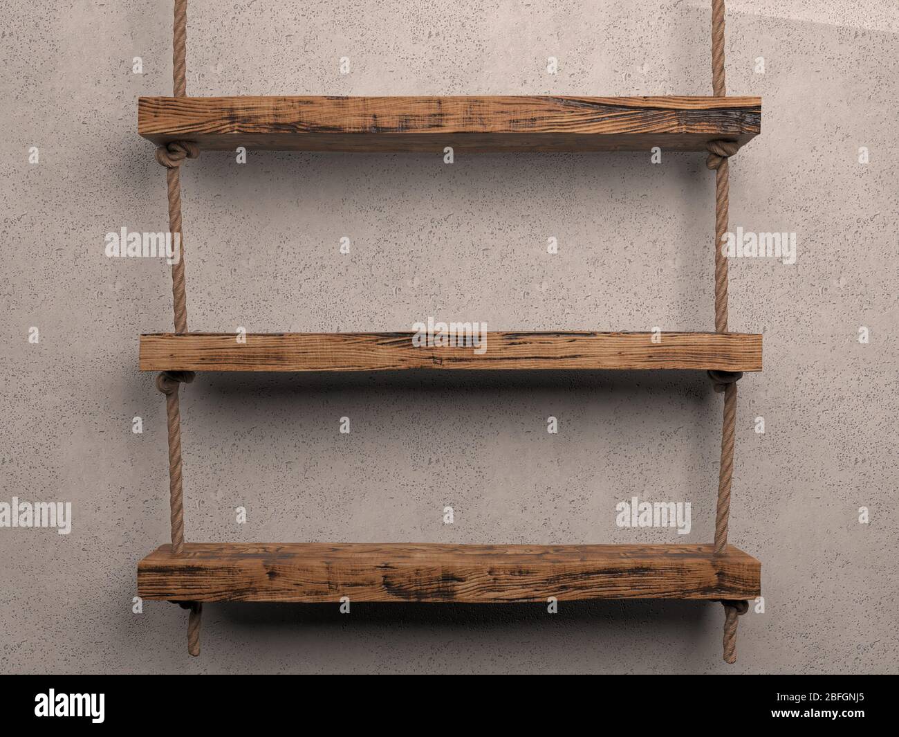 Design concept front view empty bookshelf and grey wall for mockup