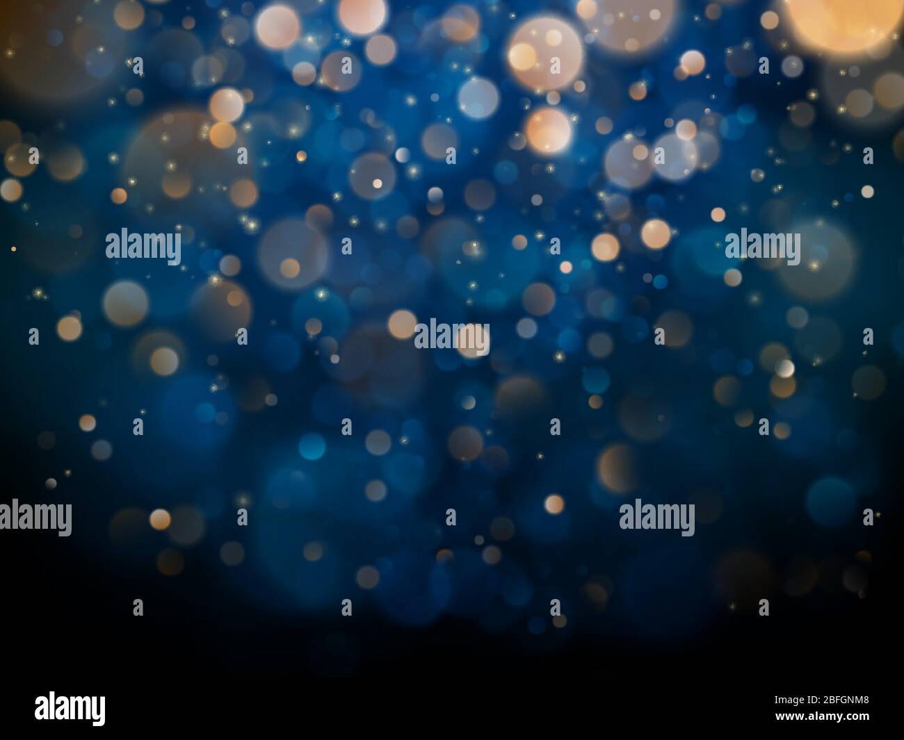 Blurred bokeh light on dark blue background. Christmas and New Year ...