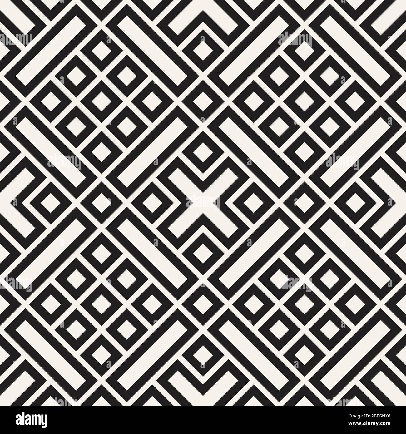 Ethnic pattern vector design. Seamless lattice background. Square repeating lines elements. Stock Vector