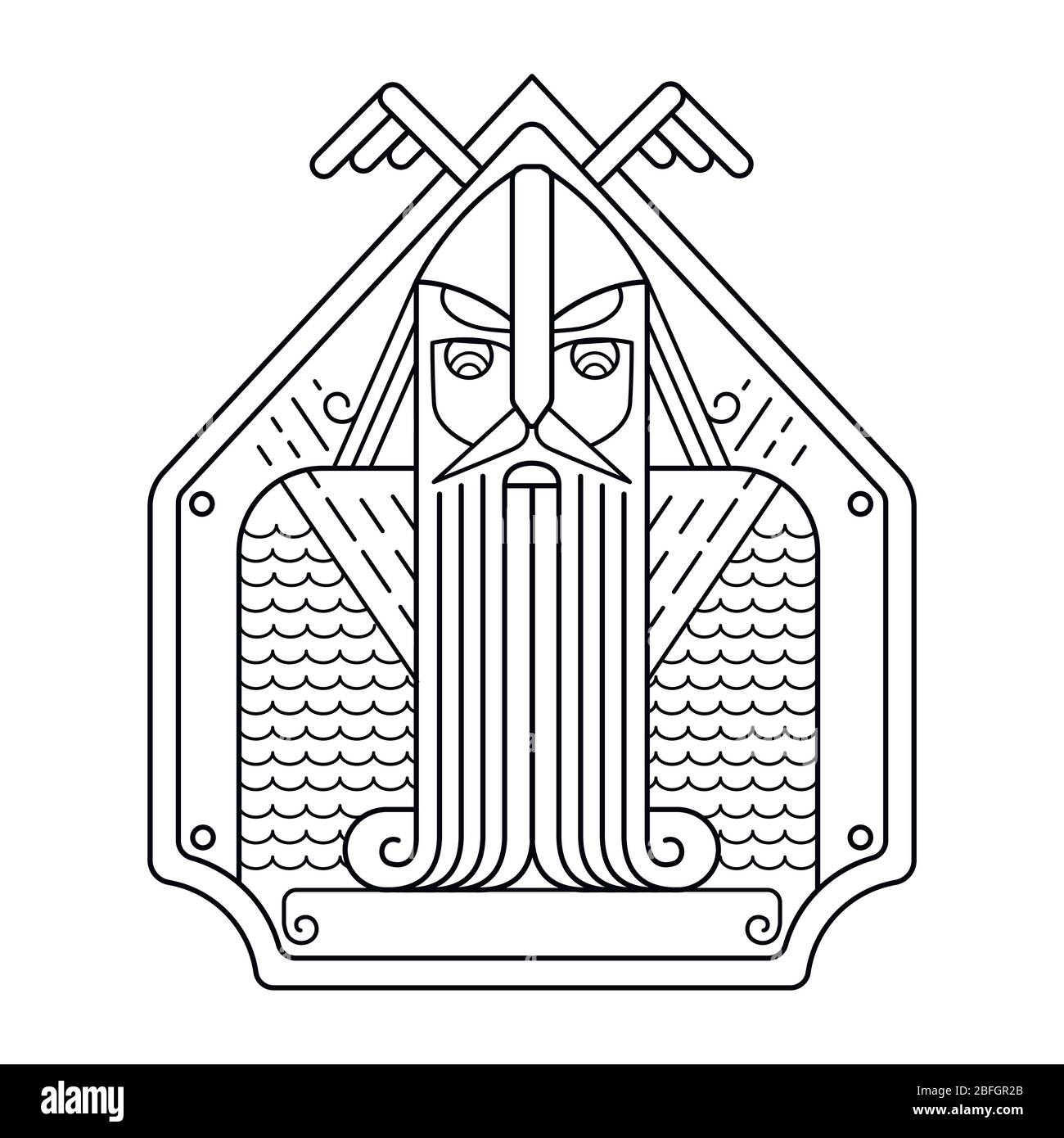 Sketch of a man in chain mail and beard. Stock Vector