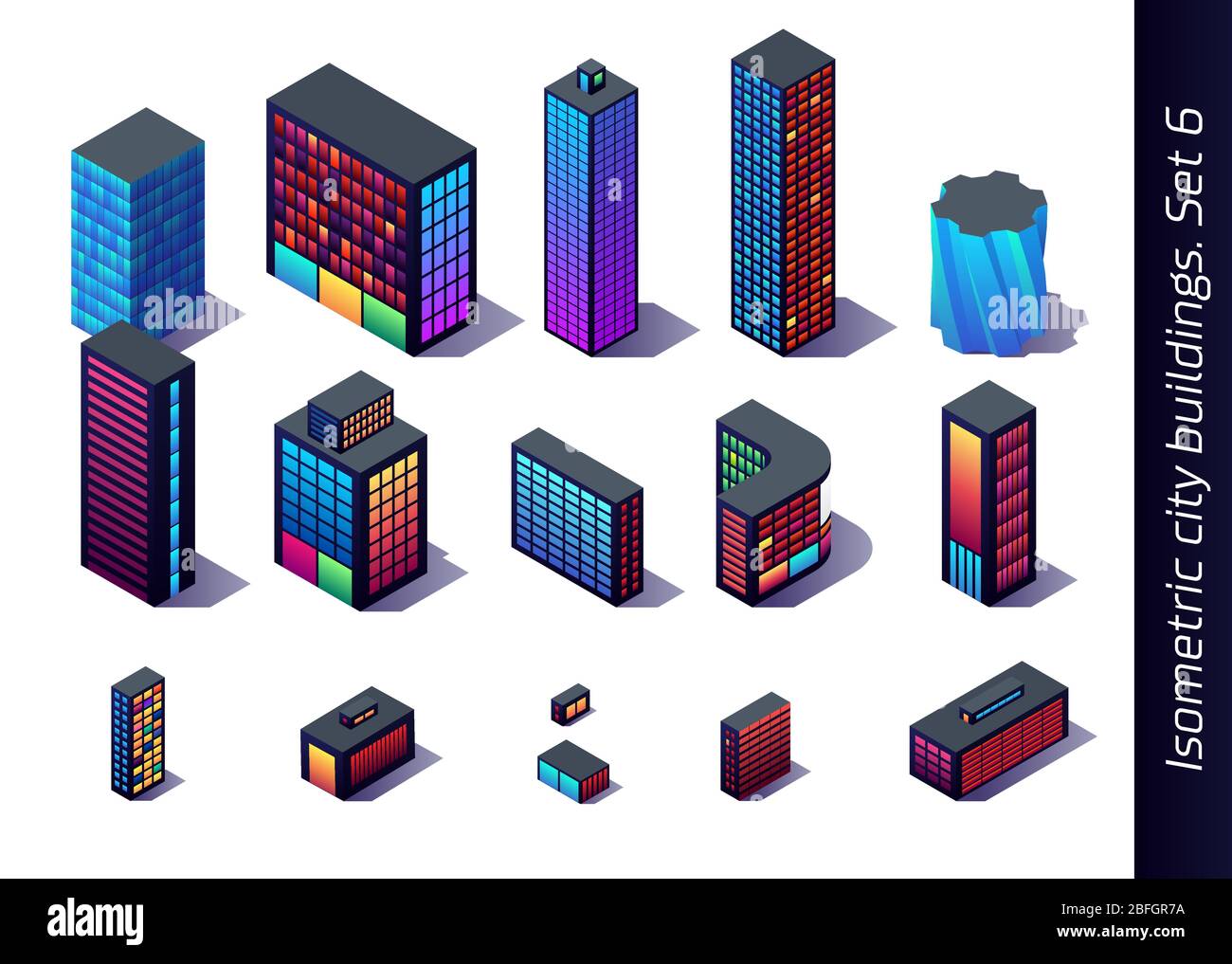 Isometric buildings for map, game or decoration with downtown ...