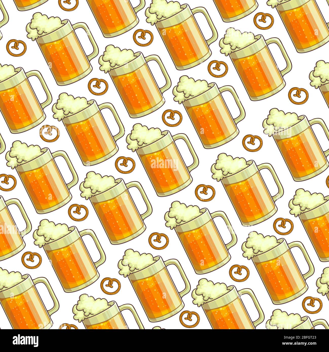 Glasses filled with beer and foam seamless pattern Stock Vector