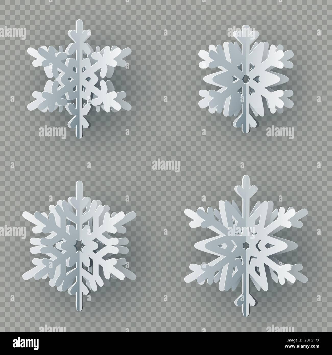 Set of nine different paper snowflake cut from paper isolated on ...