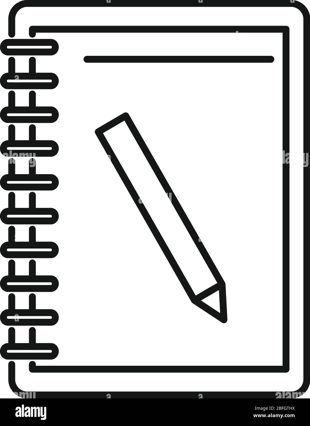 Lesson pencil notebook icon. Outline lesson pencil notebook vector icon for web design isolated on white background Stock Vector