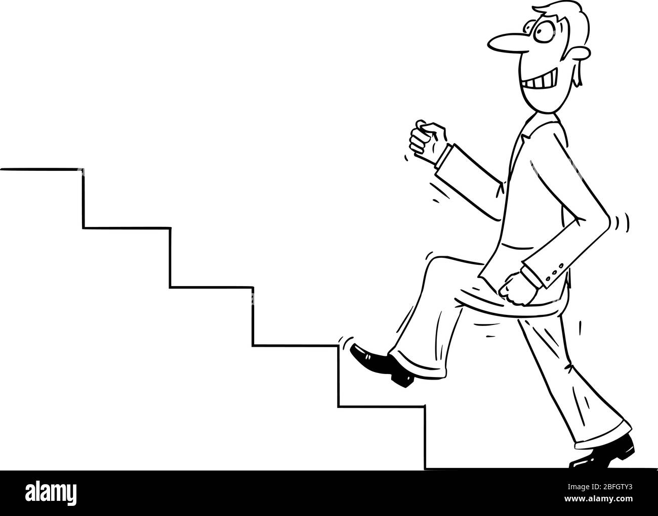 drawing of man walking up stairs