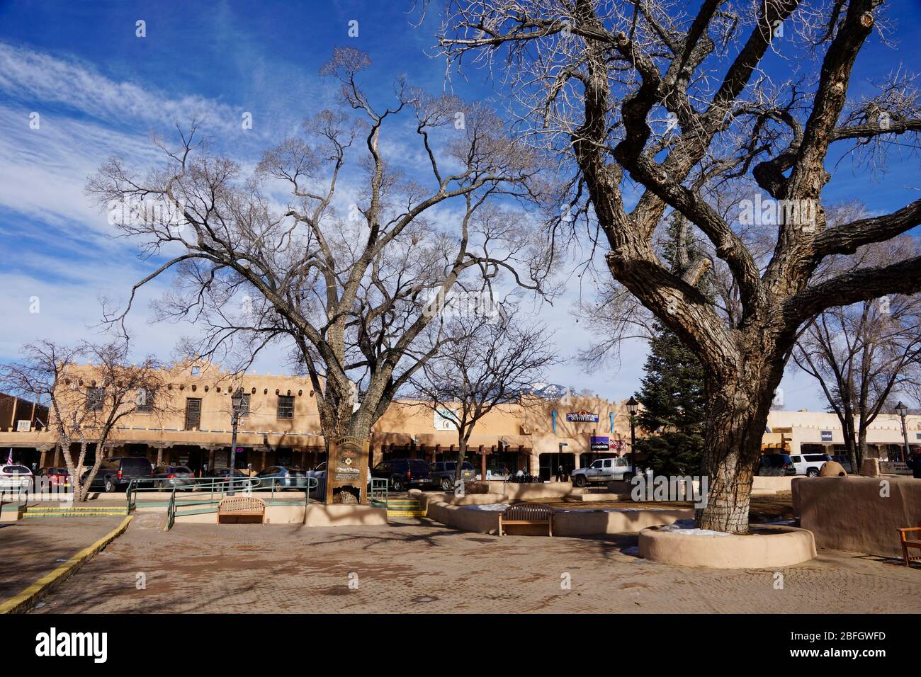 Taos USA - 8 January 2015 - Shopping plaza in Taos NM Stock Photo