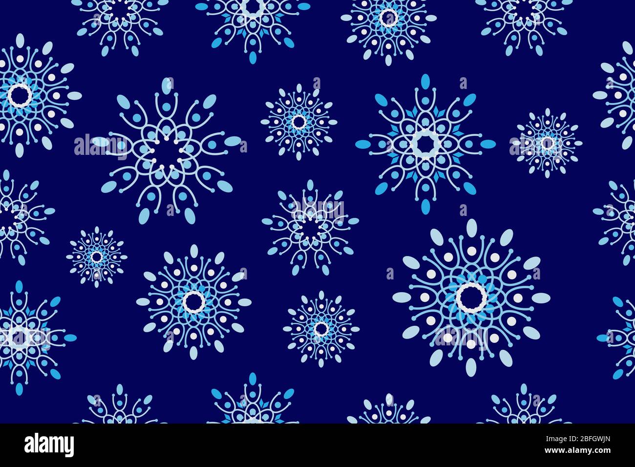 Abstract floral batik fabric design template. Seamless geometric flowers pattern. Blue monochrome stylish graphic design. Tileable vintage ornament. Stock Vector