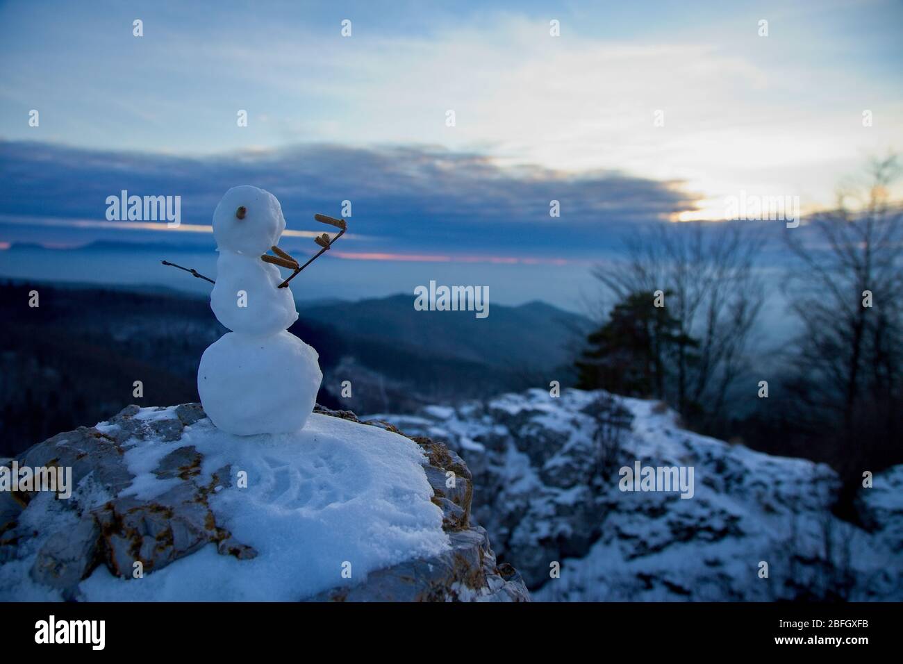 Small Snowman On The Rock After Sunset Slovakia Stock Photo Alamy Small Snowman On The Rock After Sunset Slovakia Stock Photo Alamy