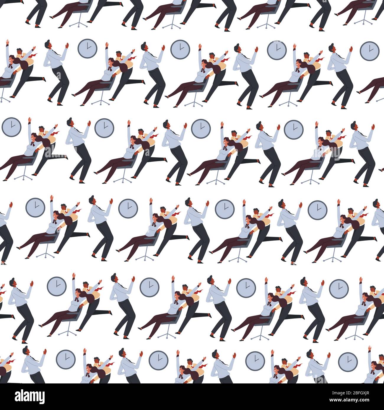 Office workers having fun at coffee break seamless pattern Stock Vector