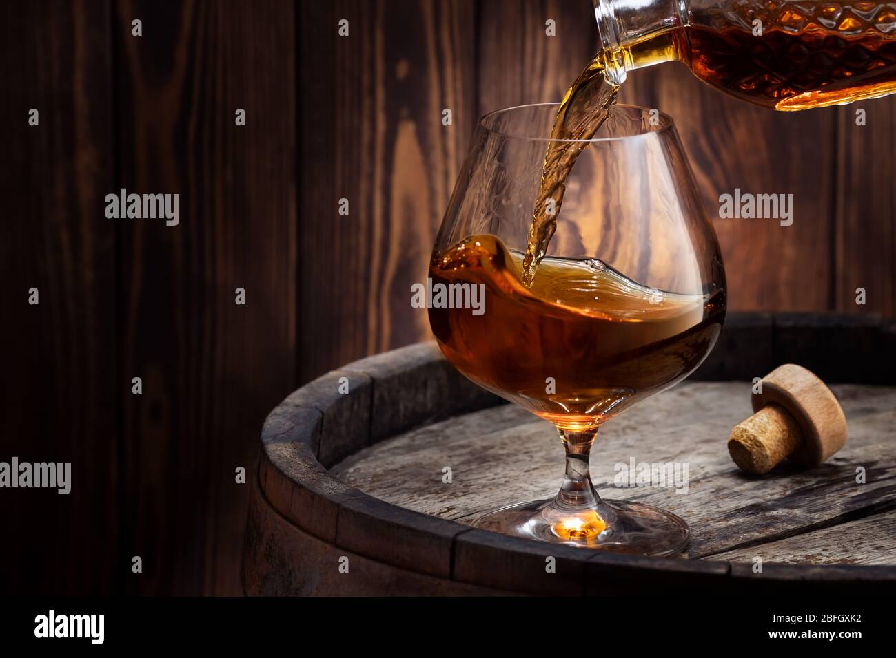 brandy or cognac in glass Stock Photo