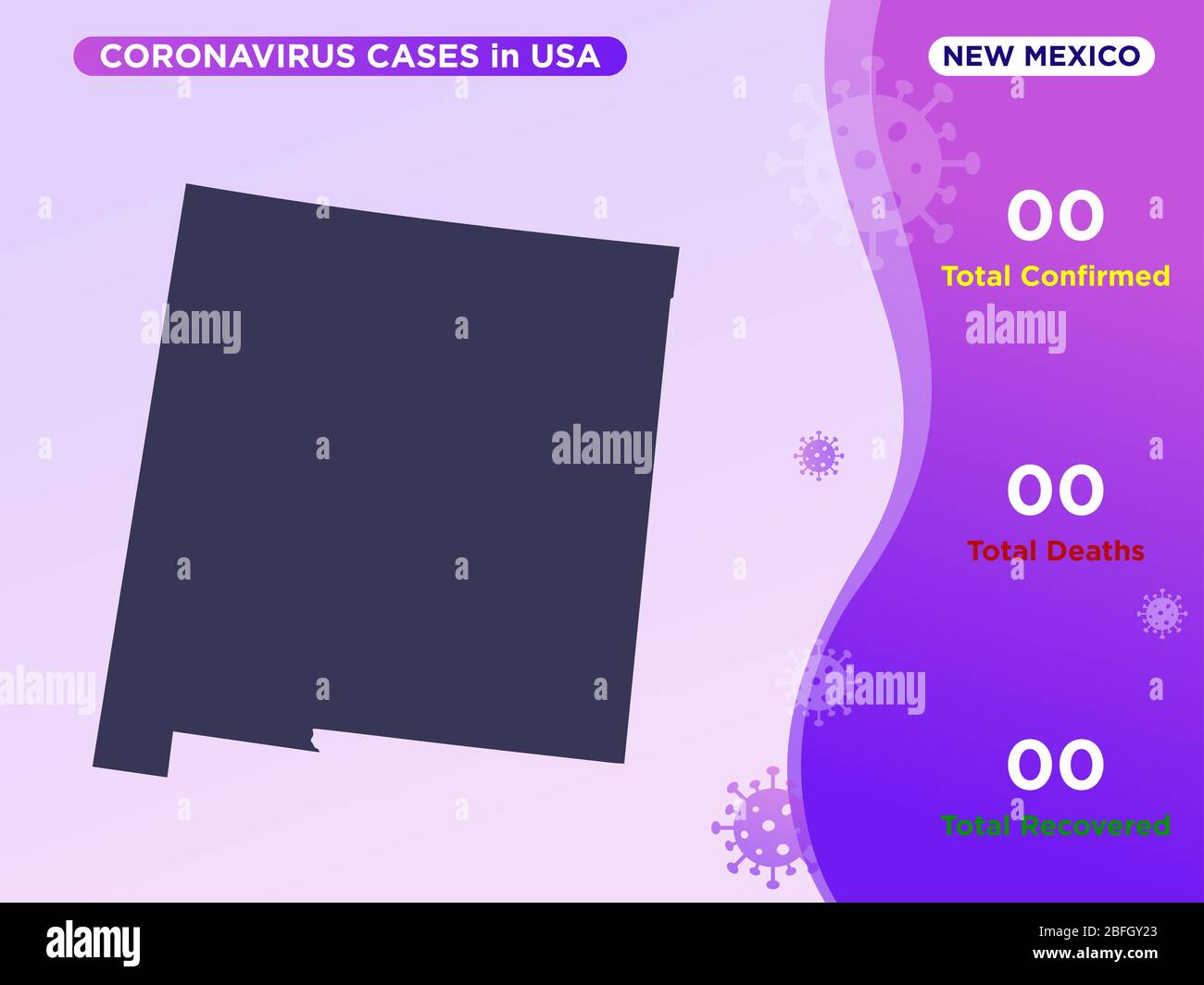 New Mexico Map Covid-19, Corona Virus Infographic Vector Template Stock