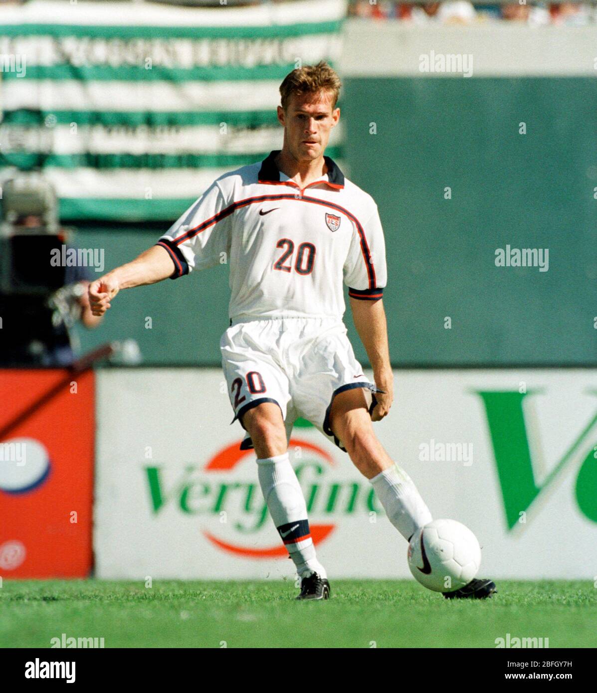 Brian McBride of the Columbus Crew walks down the field during a game