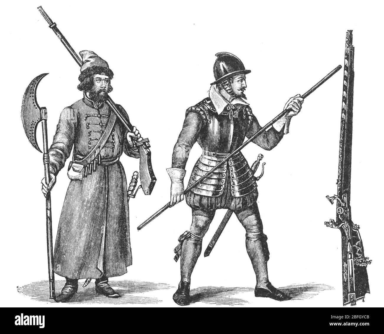 Russian army, 17th century, illustration from book dated 1916 Stock Photo