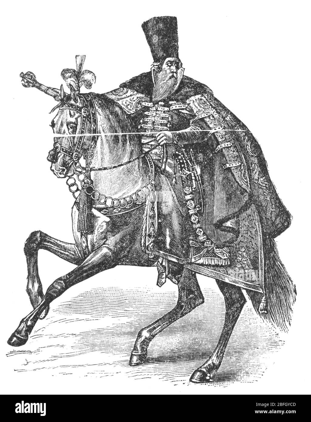 Russian military commander, 16th century, illustration from book dated 1916 Stock Photo