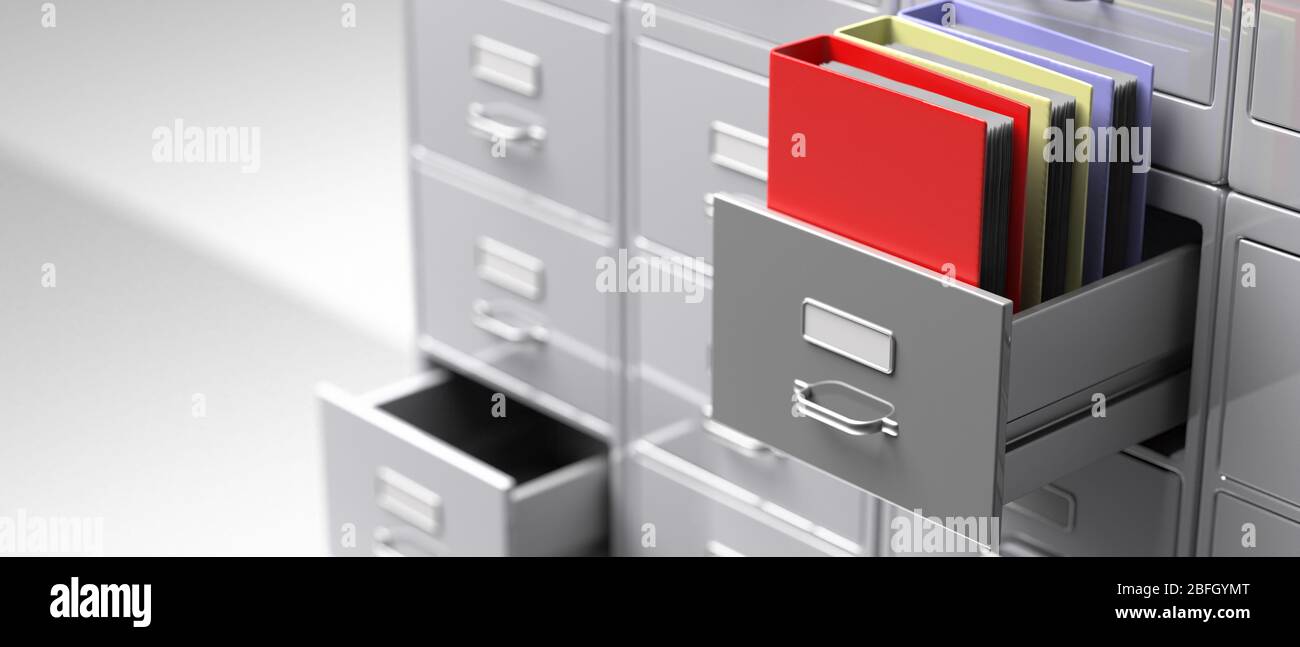 Closeup Of A File Box With Folders And Documents Inside Stock