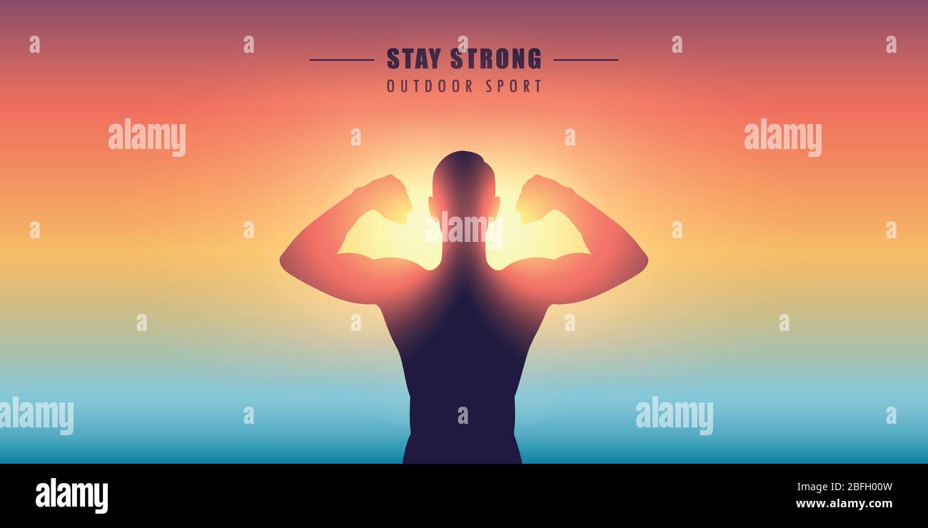 stay strong outdoor sport muscular man silhouette vector illustration EPS10 Stock Vector