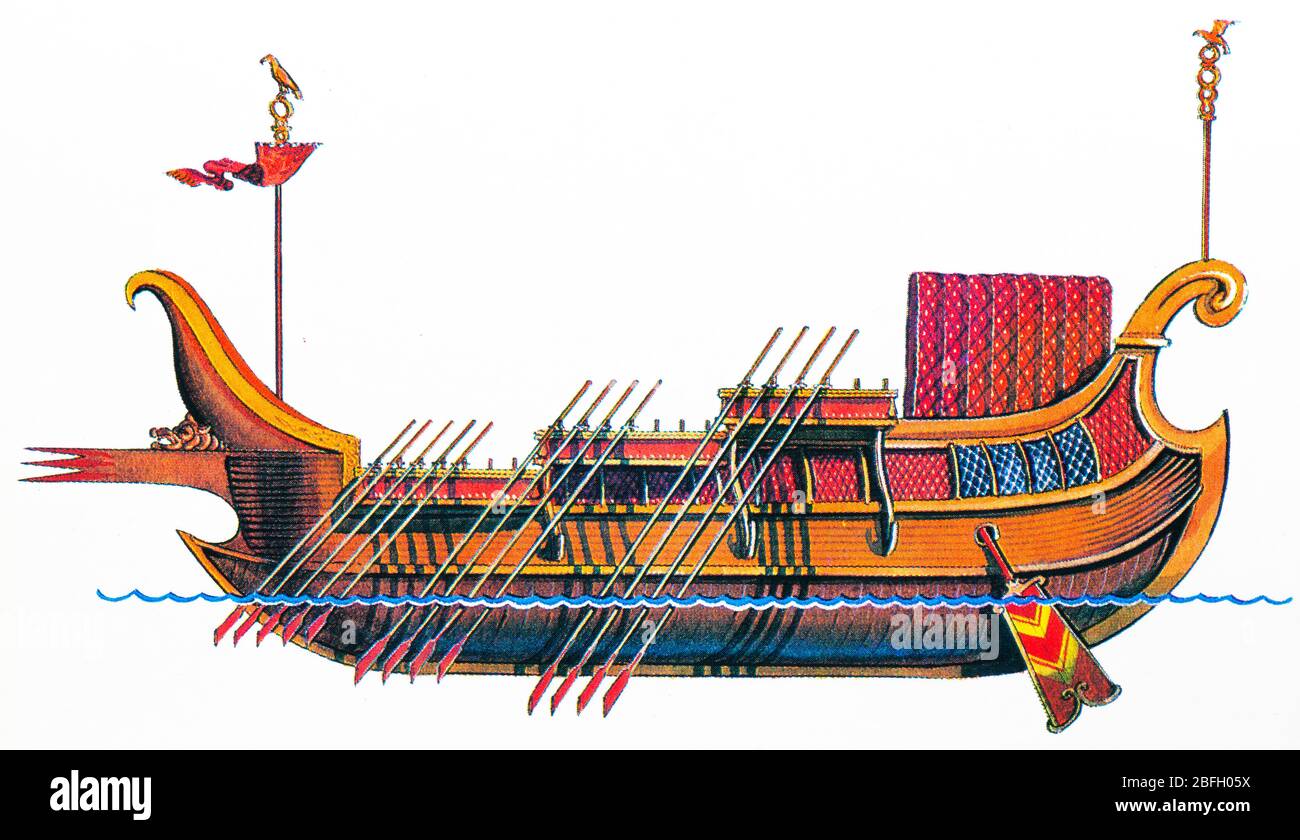 Roman galley, oared ship Stock Photo