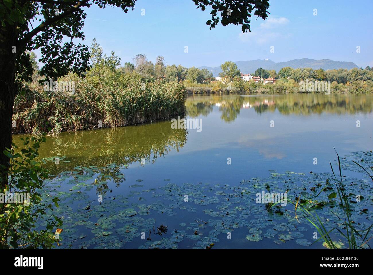 Lake Sartirana in Merate, province of Lecco, Italy Stock Photo
