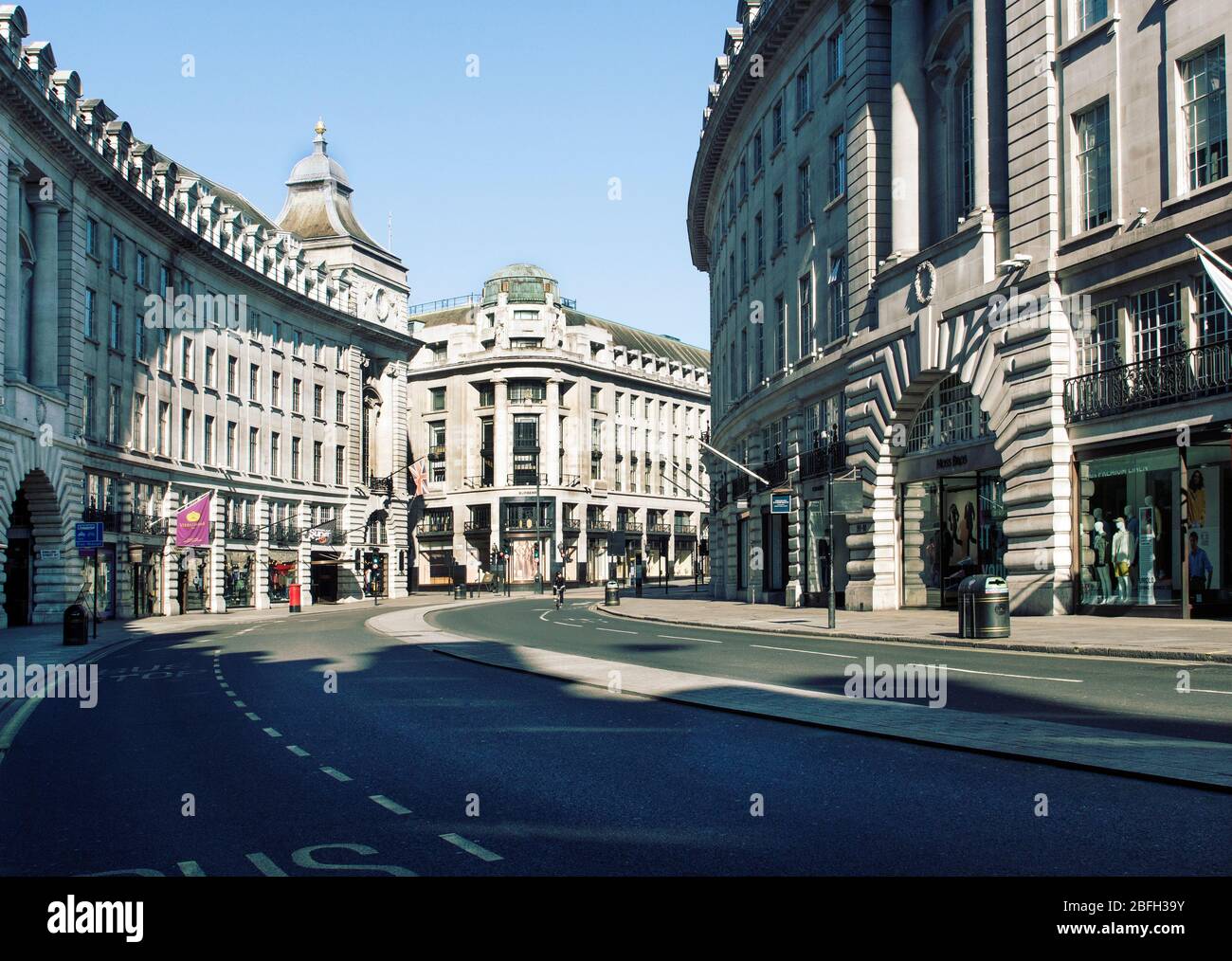 Regent Street London while in the coronavirus lockdown 04/2020. Stock Photo