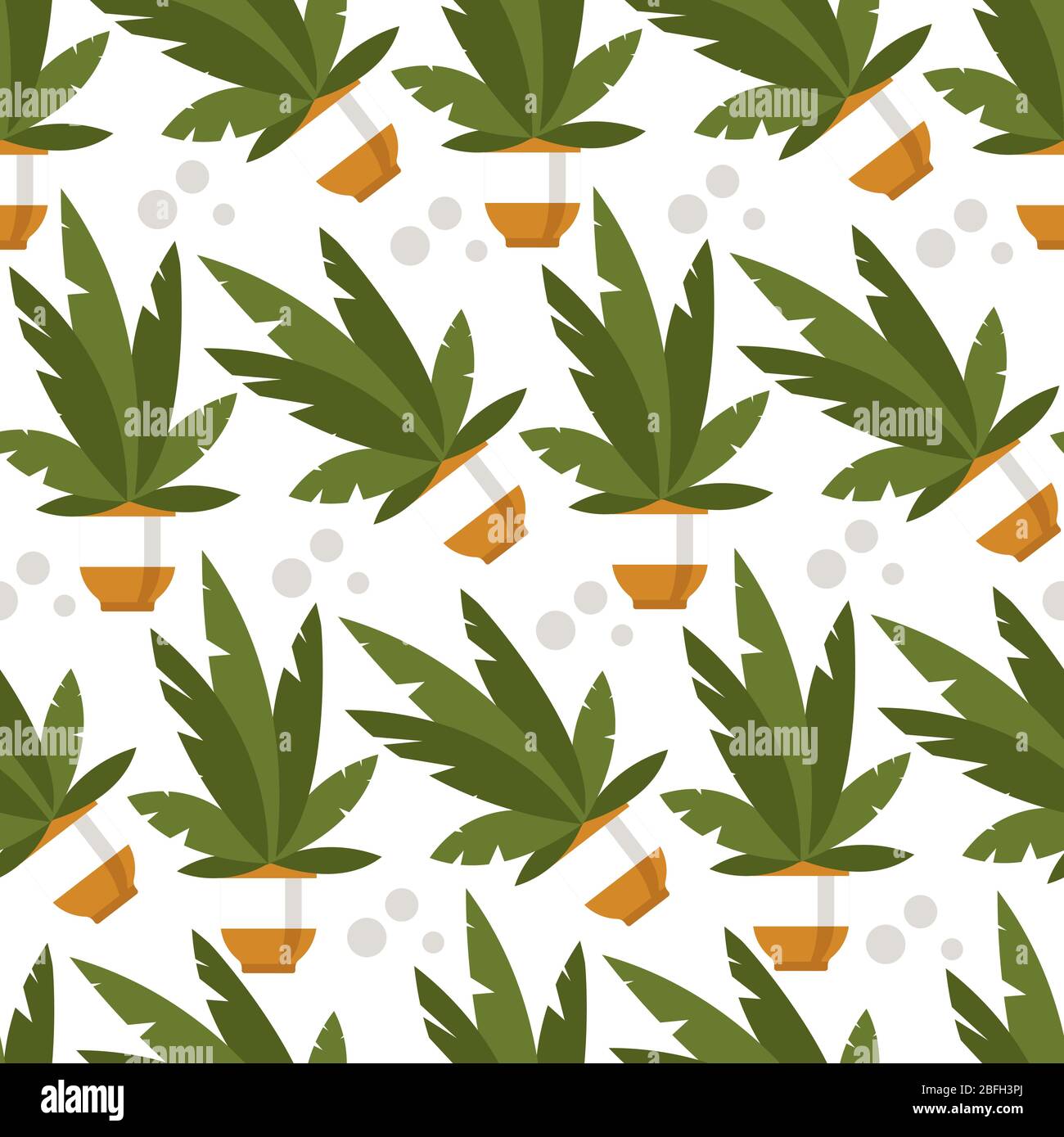 Houseplant in pot, potted plant with foliage seamless pattern Stock ...
