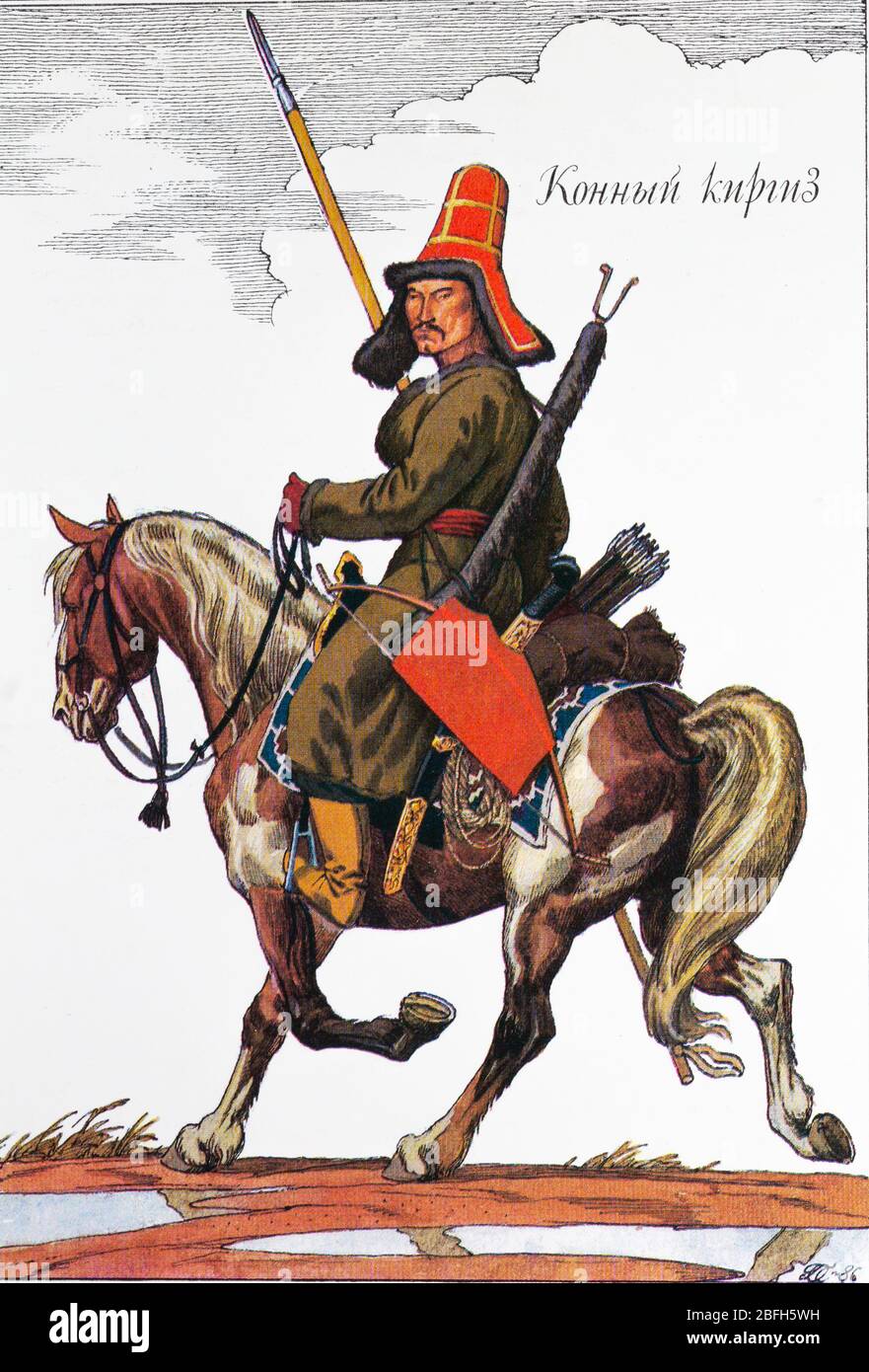 Kyrgyz cavalry, 1812, 19th century Russian army uniform, Russia Stock Photo