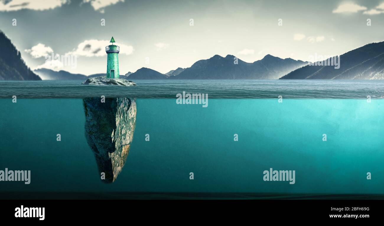 an island with lighthouse in a wild sea Stock Photo - Alamy