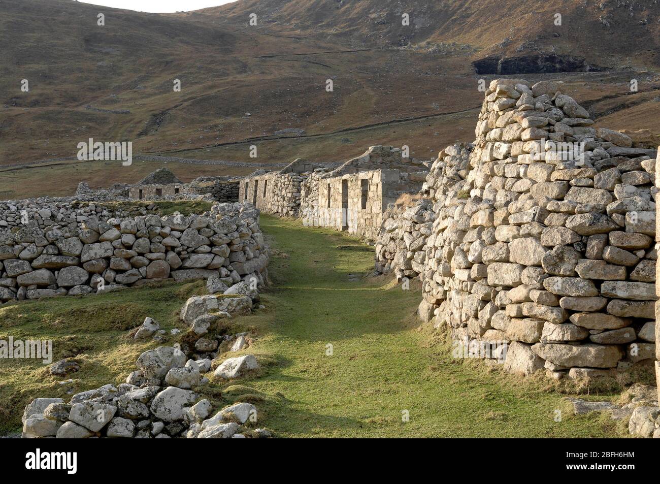 St Kilda:  Village bay St Kilda owned by the National Trust For Scotland. Stock Photo