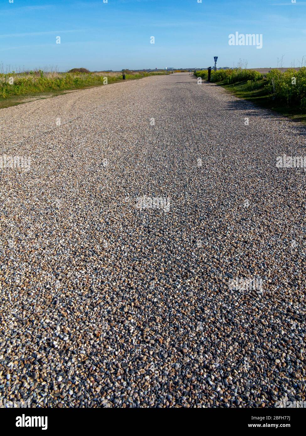 Deserted car park in the seaside town of Aldeburgh, Suffolk, UK due to lock-down during coronavirus pandemic Stock Photo