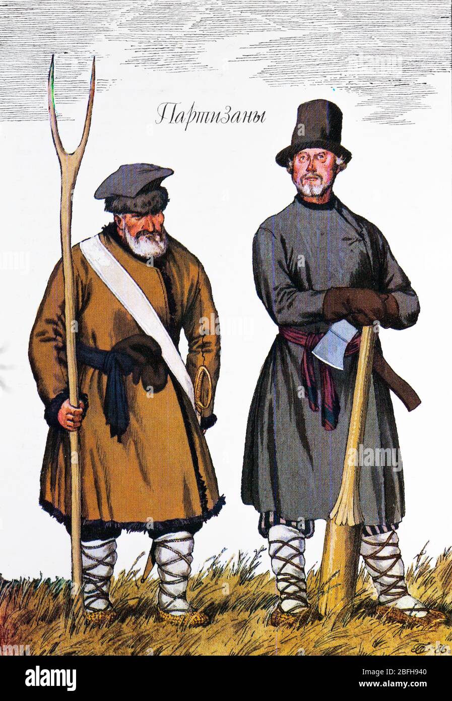 Russian partisan, 1812, 19th century Russian army uniform, Russia Stock Photo