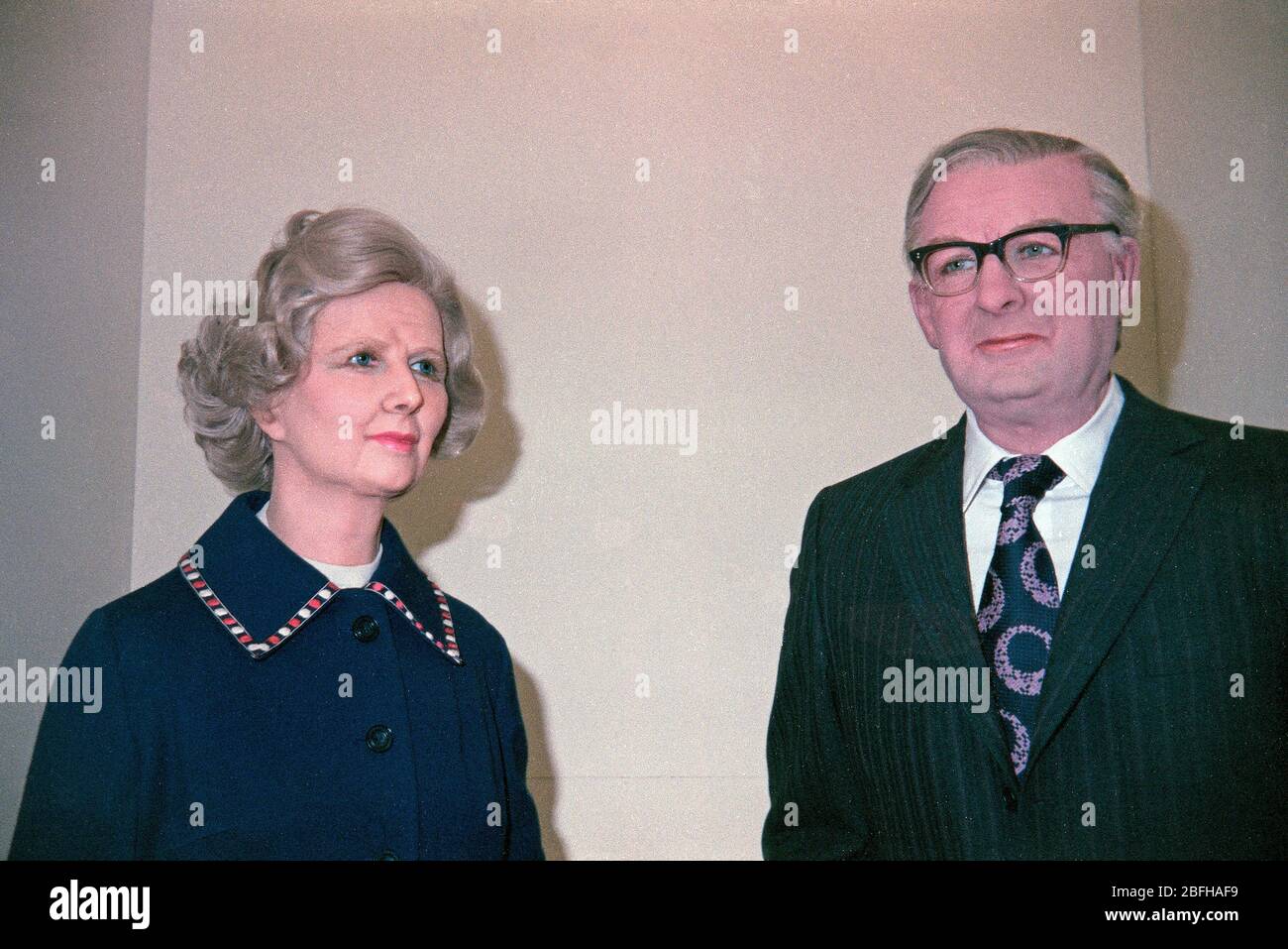 wax figures of the Prime Ministers Ministers Margret Thatcher and James Callaghan at Louis Tussaud´s, April 1979, Brighton, England, Great Britain Stock Photo