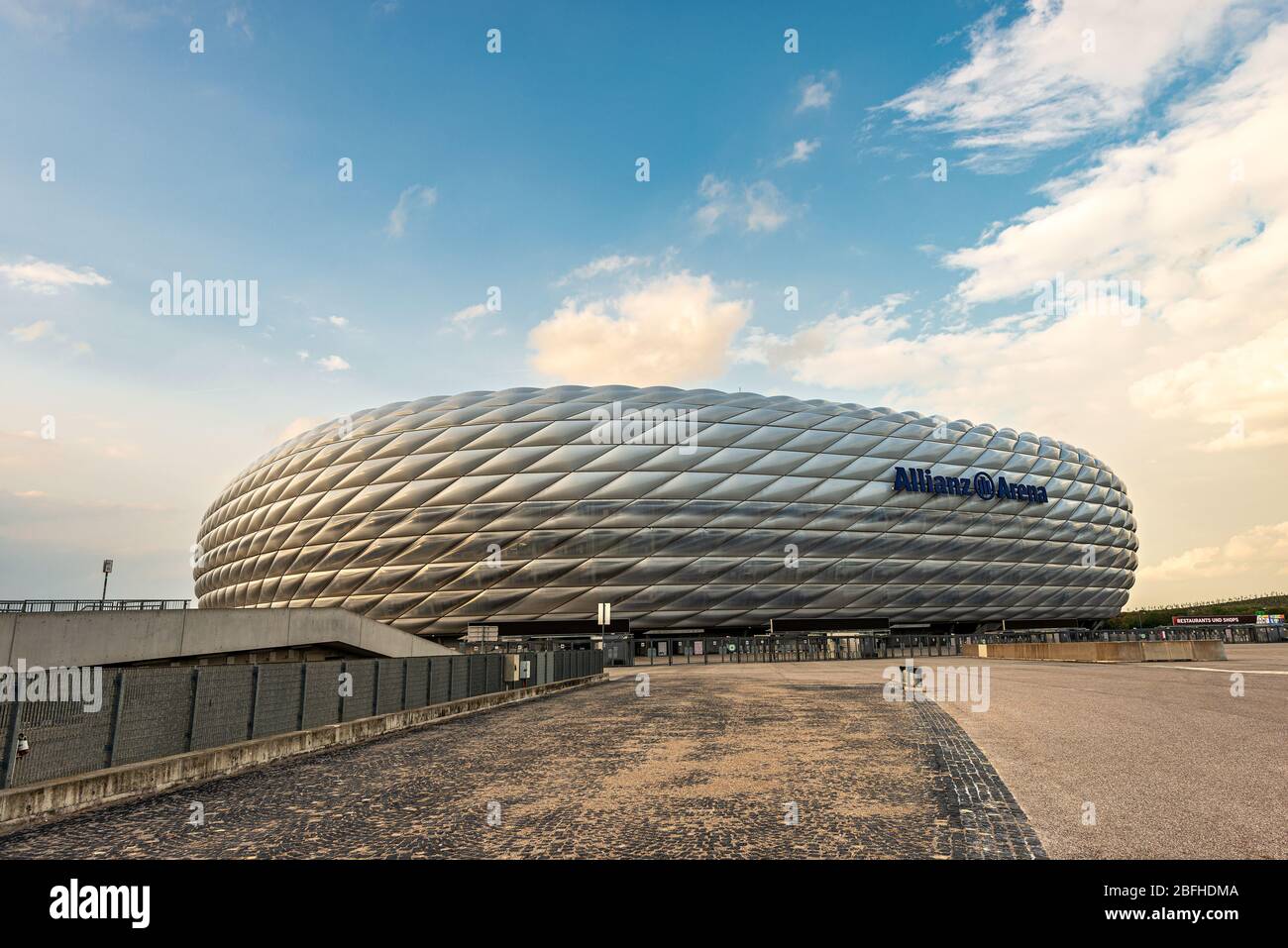 Allianz Arena The Home Football Stadium For Fc Bayern Munich Widely Known For Its Exterior Of Inflated Etfe Plastic Panels Stock Photo Alamy