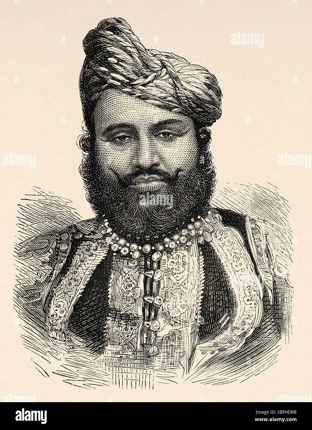 Portrait of Mohubut Khanjee Nawab of Junagarh or Junagadh, state of Gujarat in India. Old