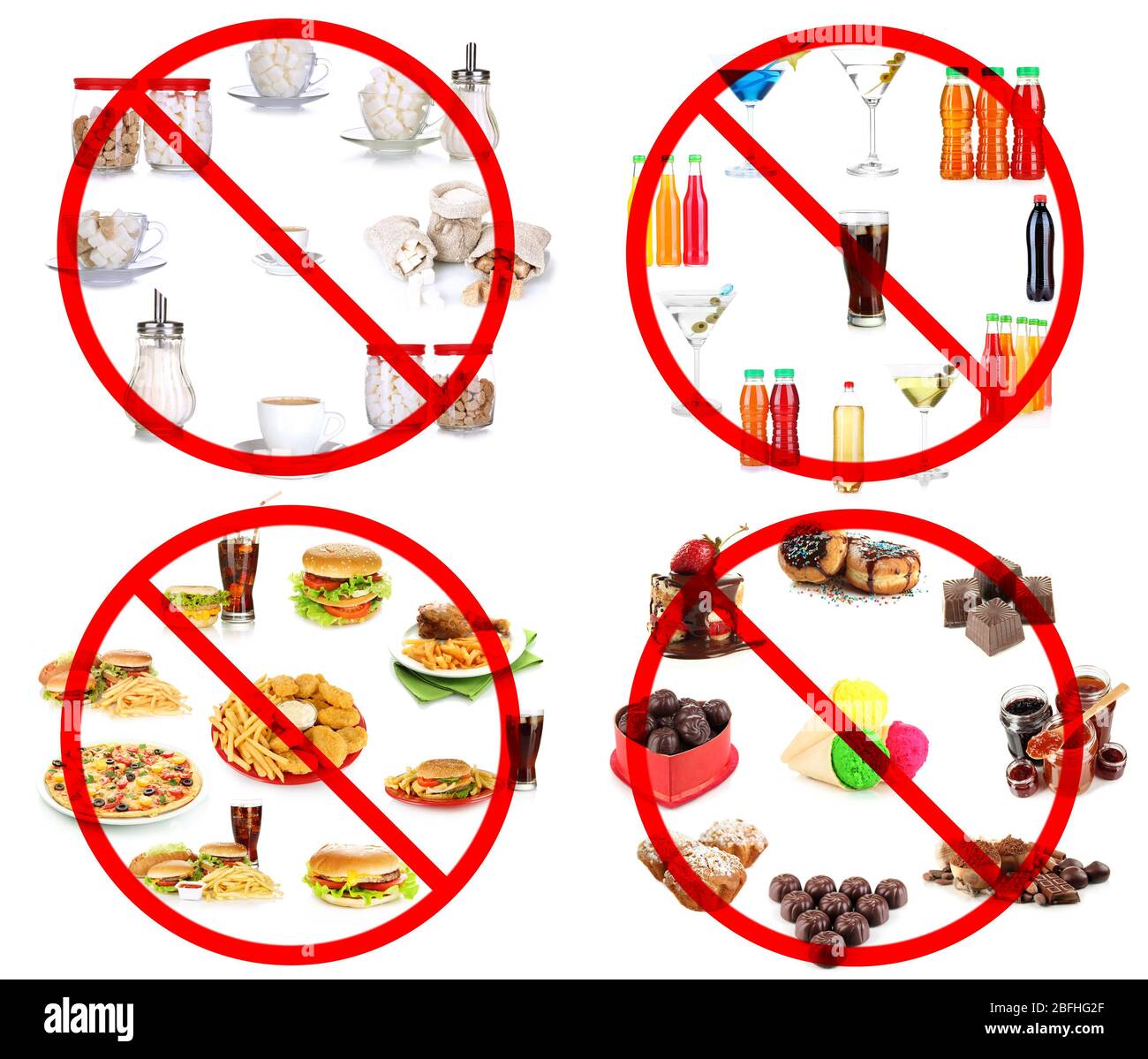 Collage of different unhealthy food Stock Photo Alamy