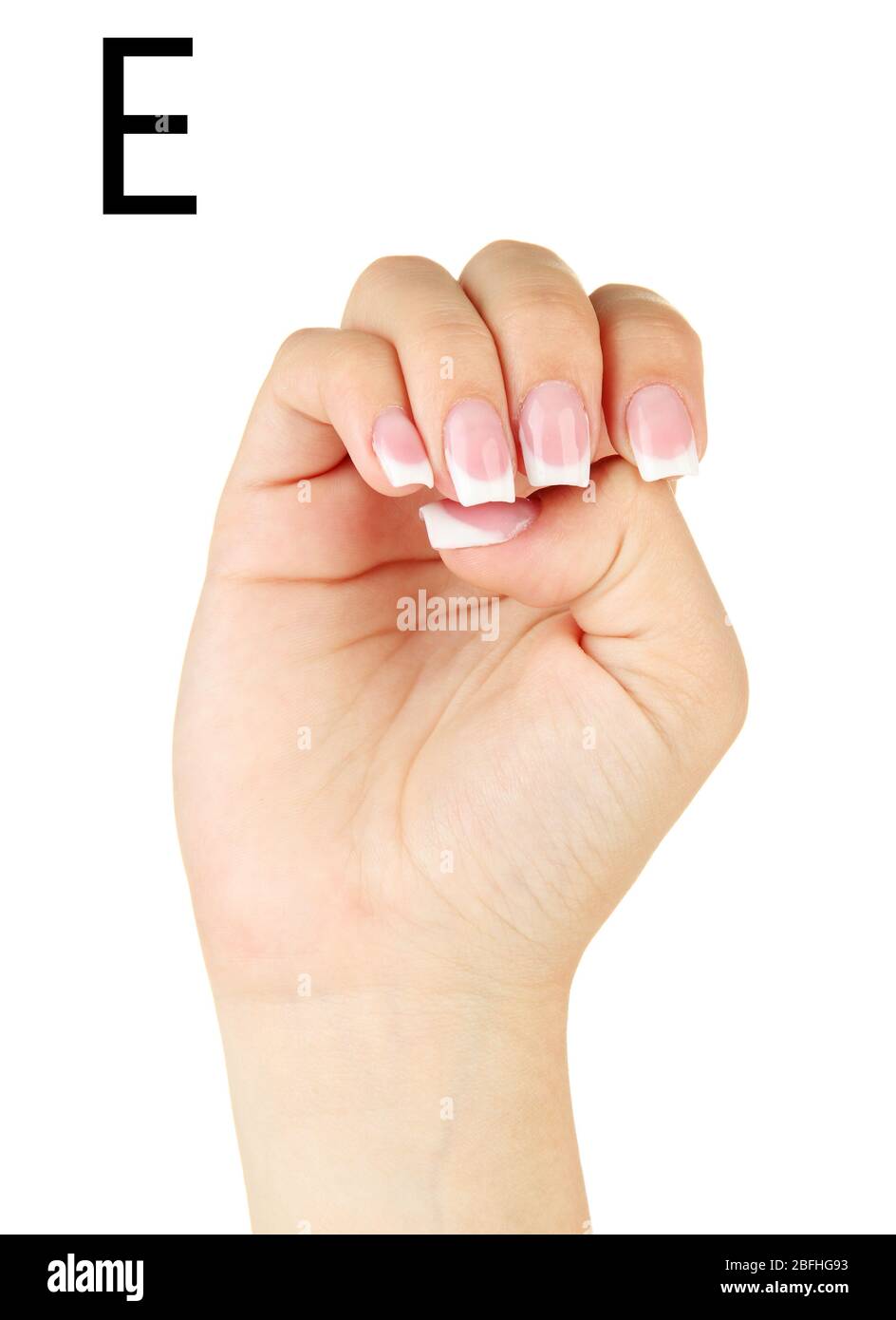 Finger Spelling the Alphabet in American Sign Language (ASL). Letter E ...