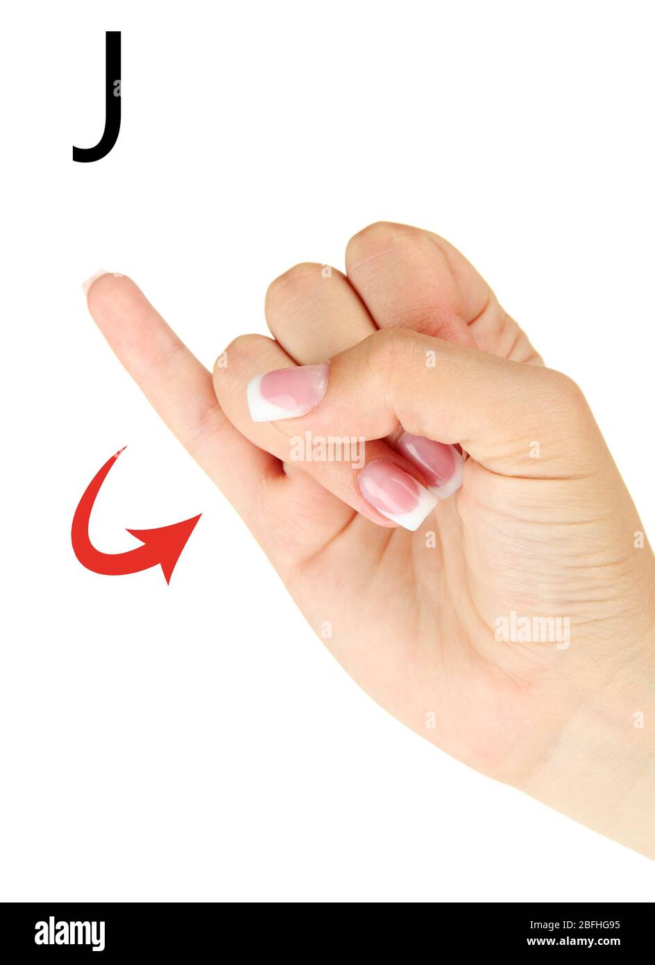 Finger Spelling the Alphabet in American Sign Language (ASL). Letter J