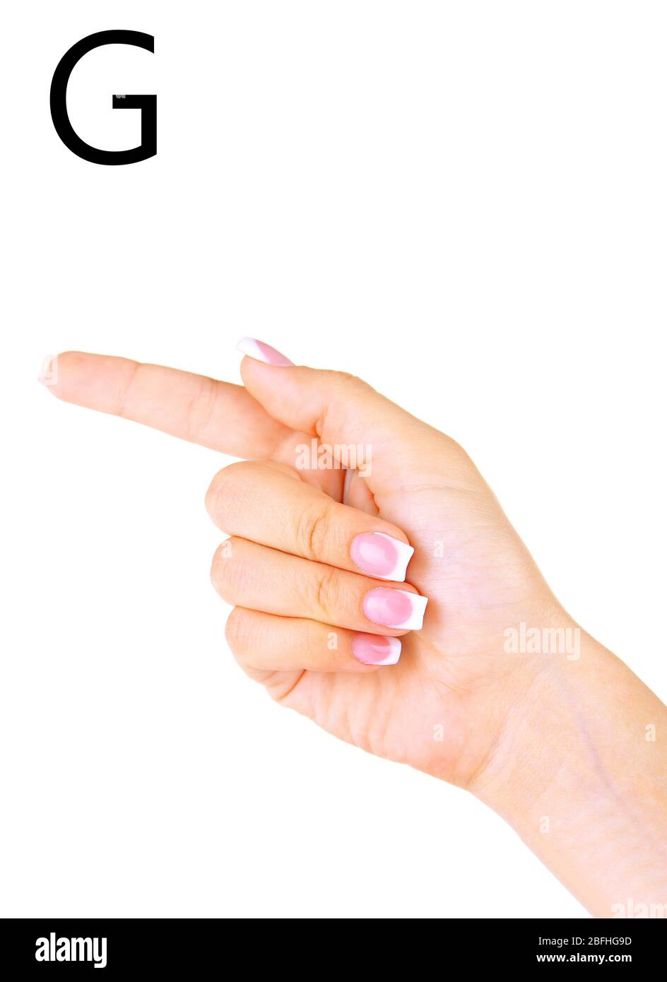Finger Spelling the Alphabet in American Sign Language (ASL). Letter G