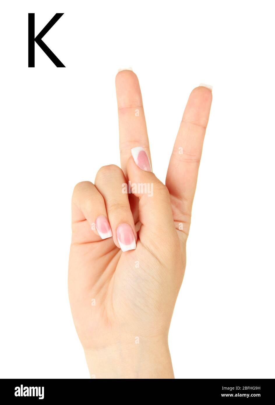 Finger Spelling the Alphabet in American Sign Language (ASL). Letter K ...