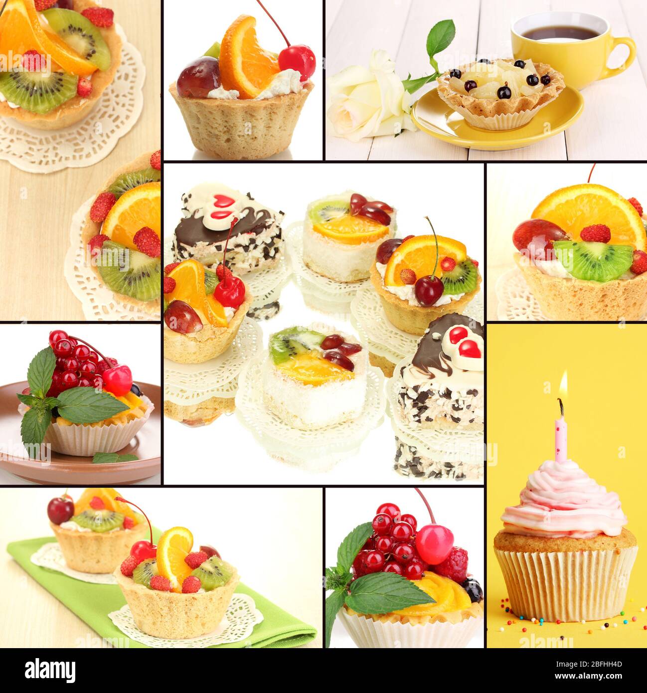 Collage of different tasty cupcakes Stock Photo