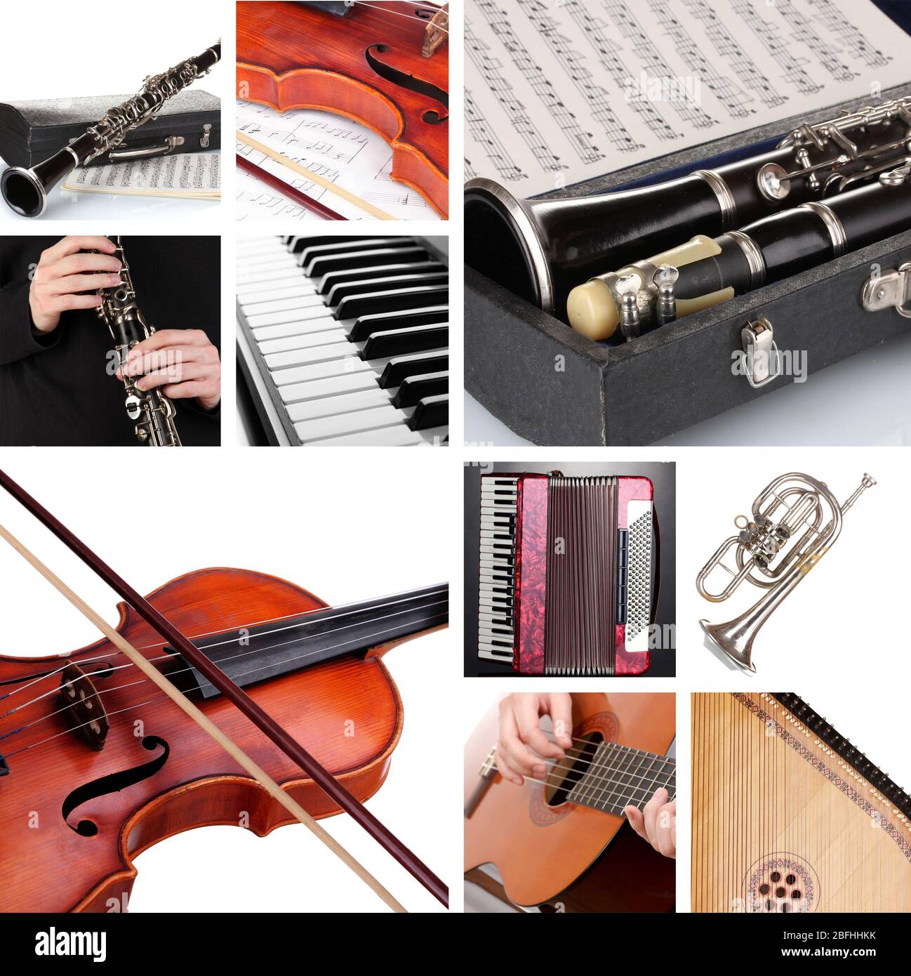 Collage of musical instruments Stock Photo Alamy