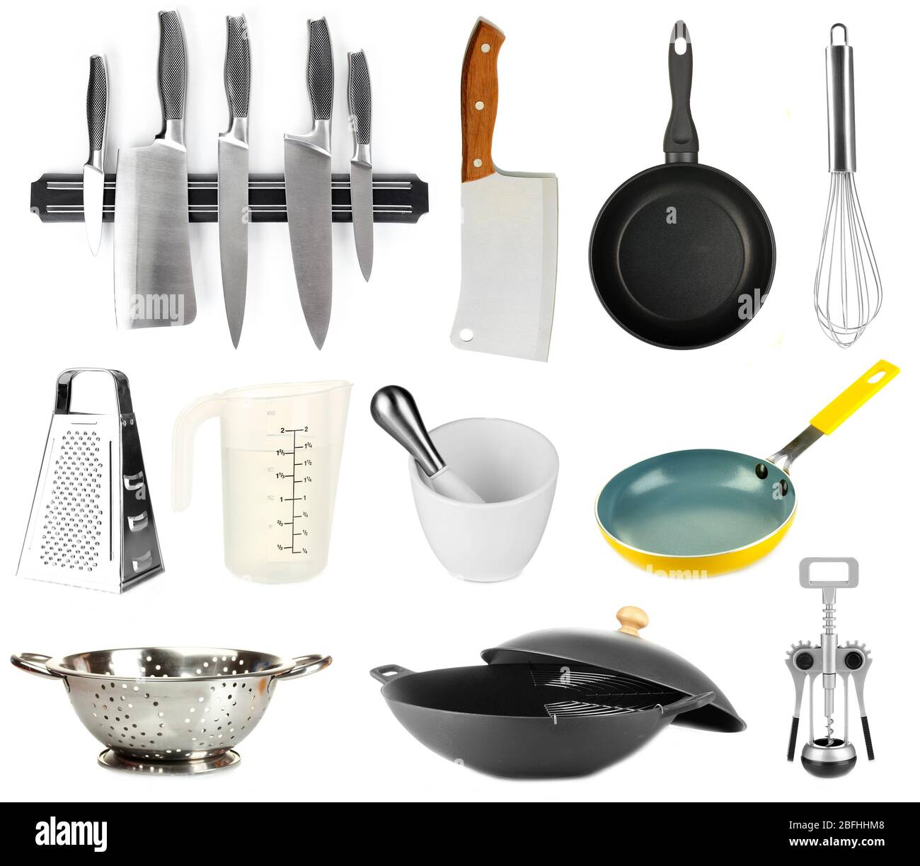 Kitchen tools collection isolated on white Stock Photo Alamy
